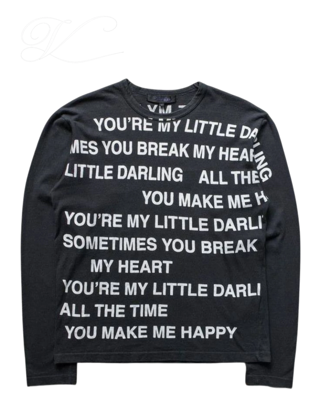 Vicious black long-sleeved cotton T-shirt featuring white hip-hop style slogan text across the front