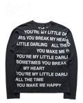 Vicious black long-sleeved cotton T-shirt featuring white hip-hop style slogan text across the front