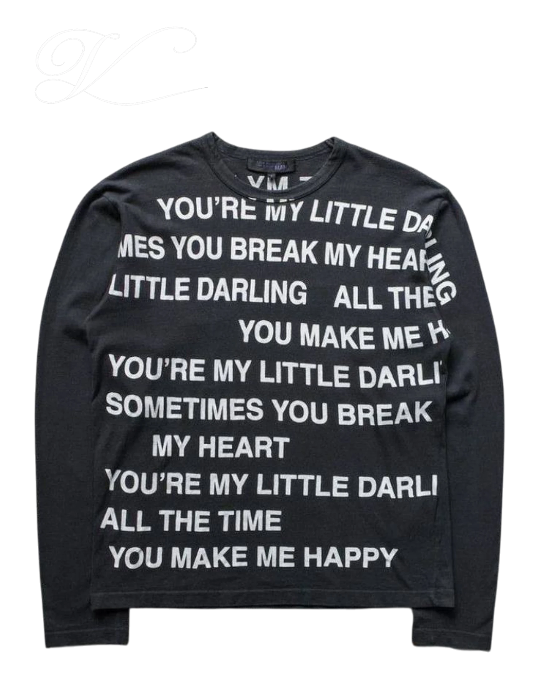 Vicious black long-sleeved cotton T-shirt featuring white hip-hop style slogan text across the front
