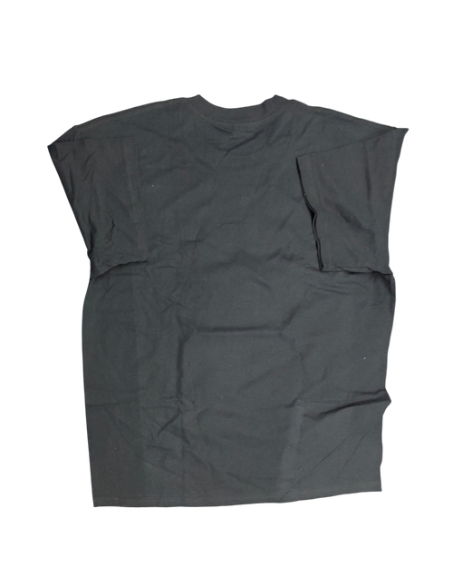 Vicious Bloody Valentine Tee in washed black cotton, back view of the plain short-sleeve crew neck t-shirt.