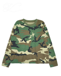 Vicious unisex cropped long sleeve shirt in a vintage washed camouflage pattern made from lightweight cotton