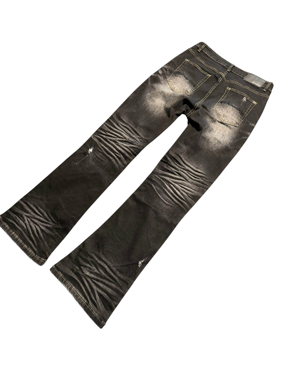 Vicious Cracked Jeans in black stretch denim with distressed details, straight fit, and whiskered leg effects.