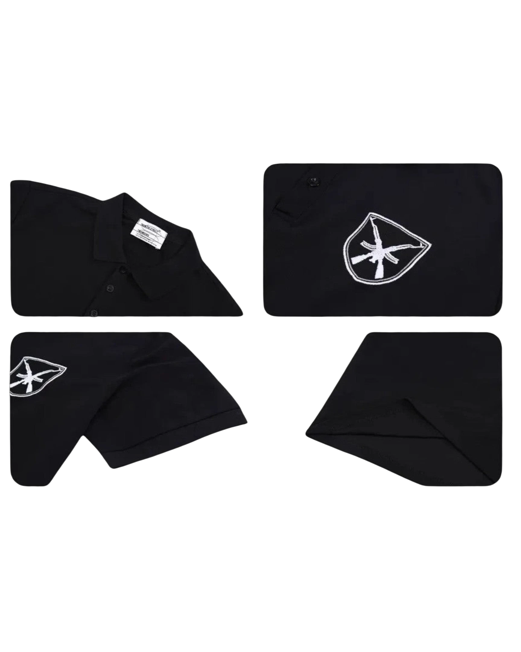 Vicious Crest Polo in Schwarz aus Baumwollmix mit gesticktem Wappen-Logo und klassischem Polo-Kragen mit Knopfleiste