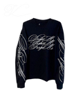 Vicious Desire Me heavyweight black long sleeve shirt with white cursive typography on the chest and sleeves.