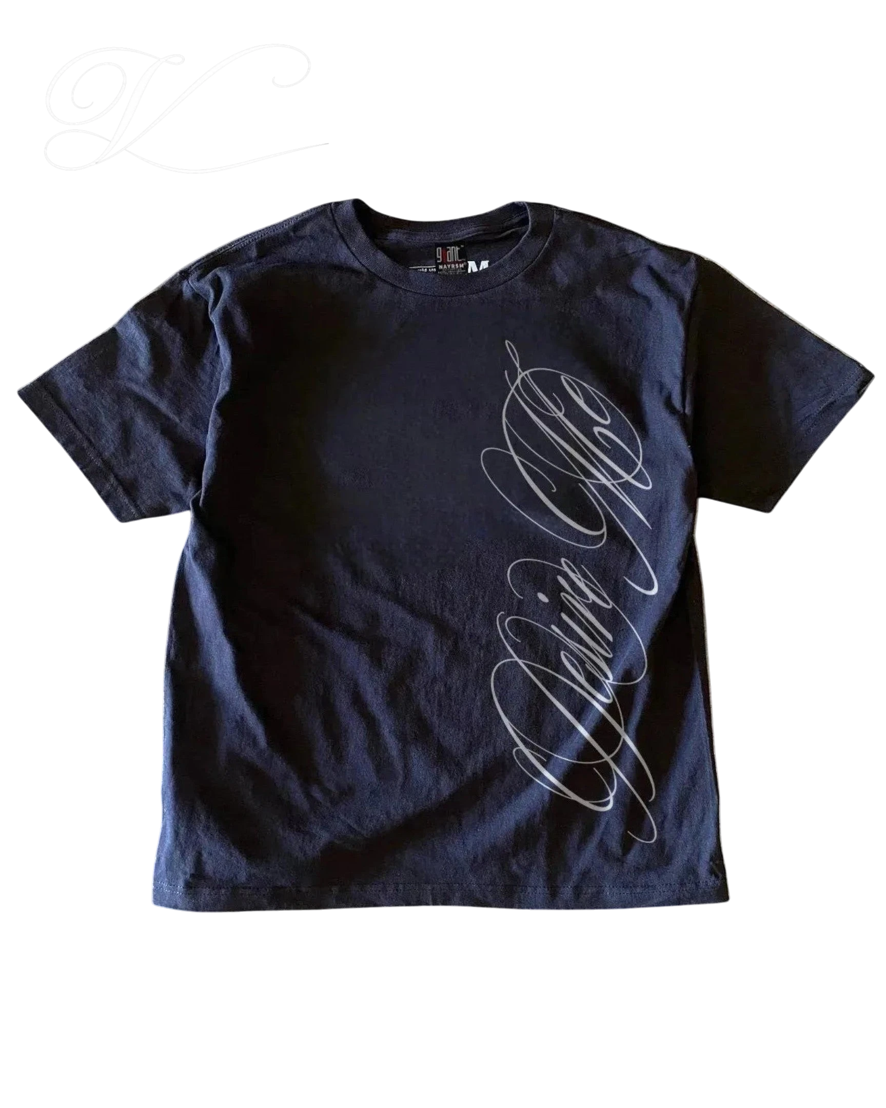Vicious Desire Me Tee in black heavy cotton with a white cursive graphic print on the front.