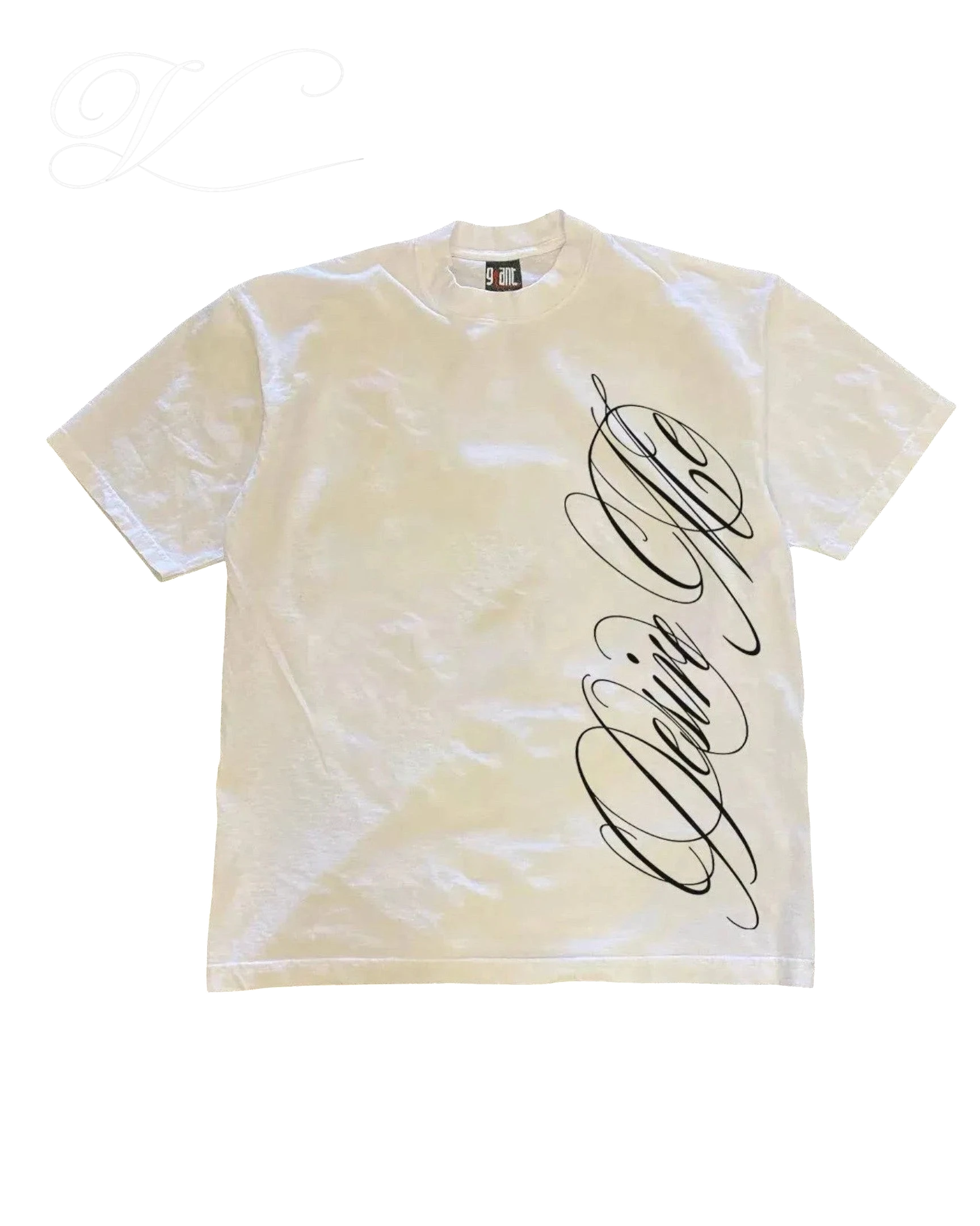 Vicious Desire Me heavy cotton white t-shirt with black cursive script print on the side