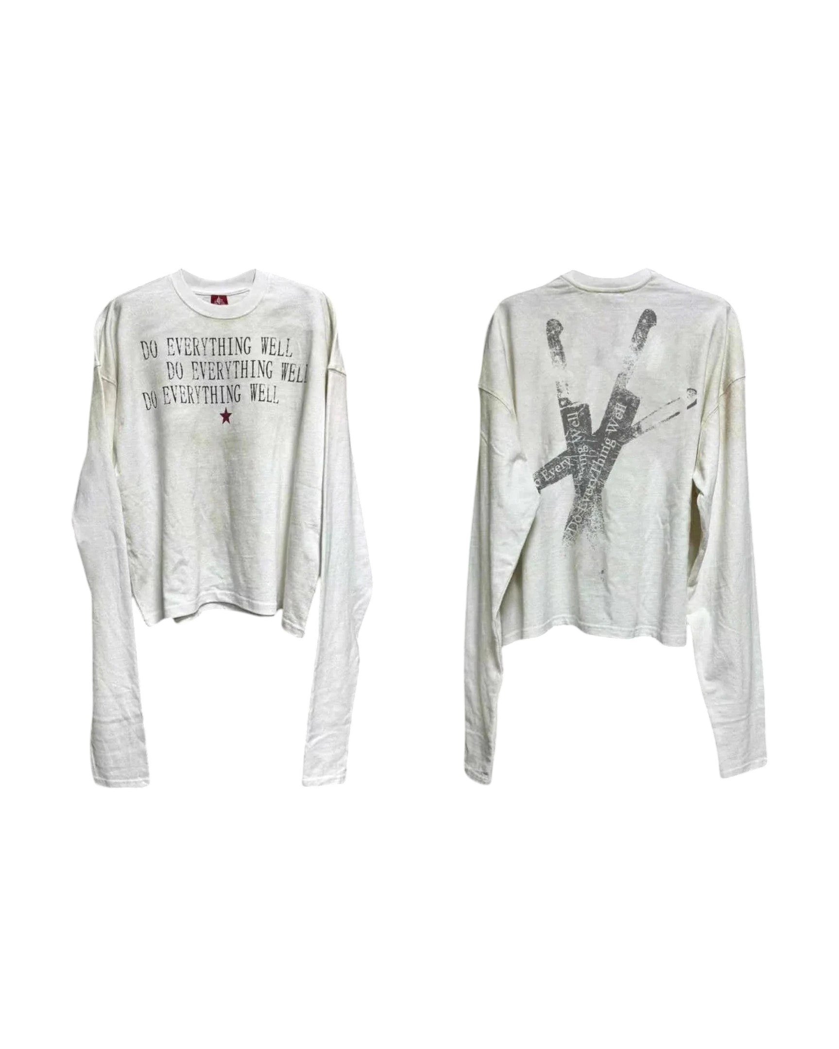 Vicious Directive Longsleeve aus Baumwollmix in Weiß mit Do Everything Well Print auf Vorder- und Rückseite.