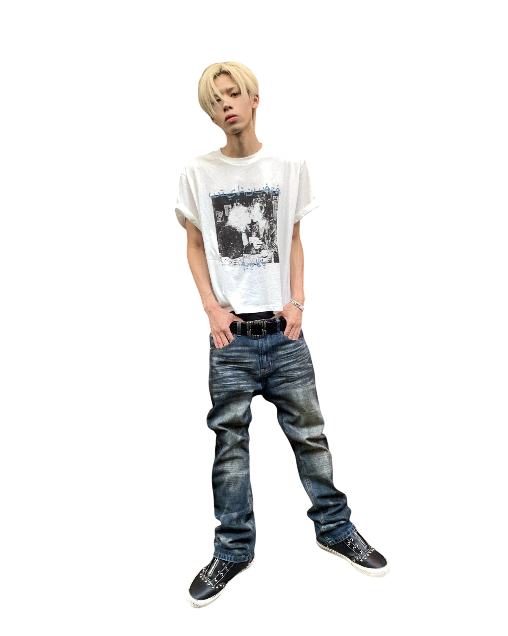 Vicious Dirty Wash Micro Flare denim jeans with a faded sunwash finish, mid-rise bootcut fit, and five-pocket design.