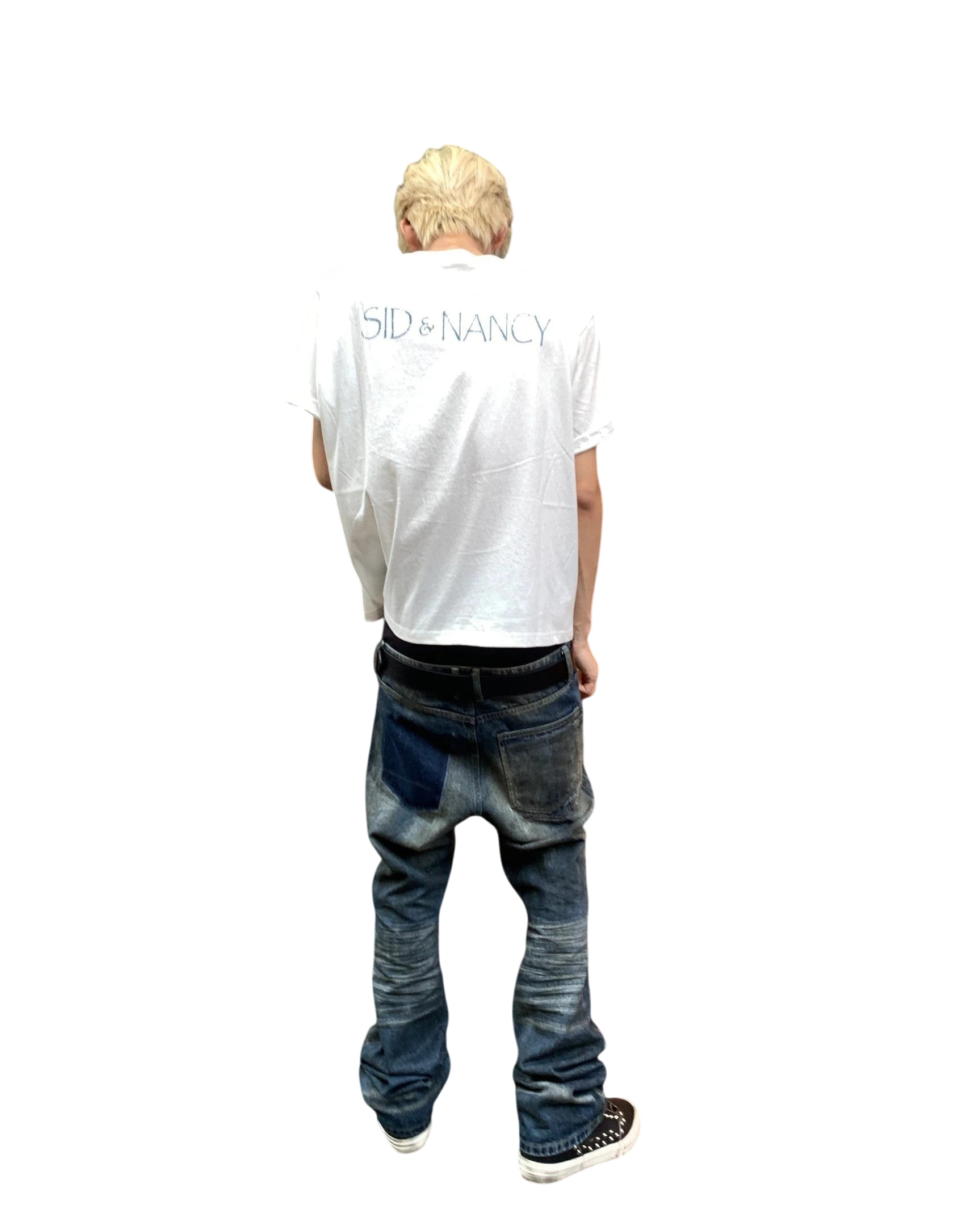 Vicious Dirty Wash Micro Flare denim jeans with a faded sunwash effect, five-pocket design, and bootcut fit.