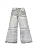 Vicious washed distressed wide-leg jeans in vintage white and gray with cat whisker detailing