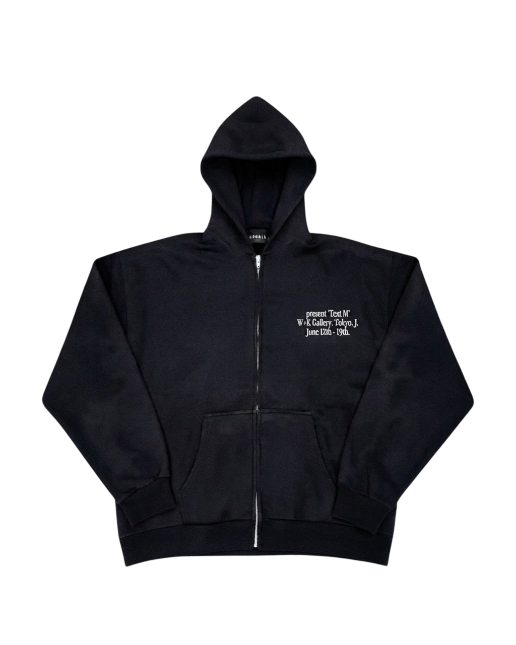 Vicious High Cross black zip-up hoodie featuring white front text and a high heel cross graphic on the back.