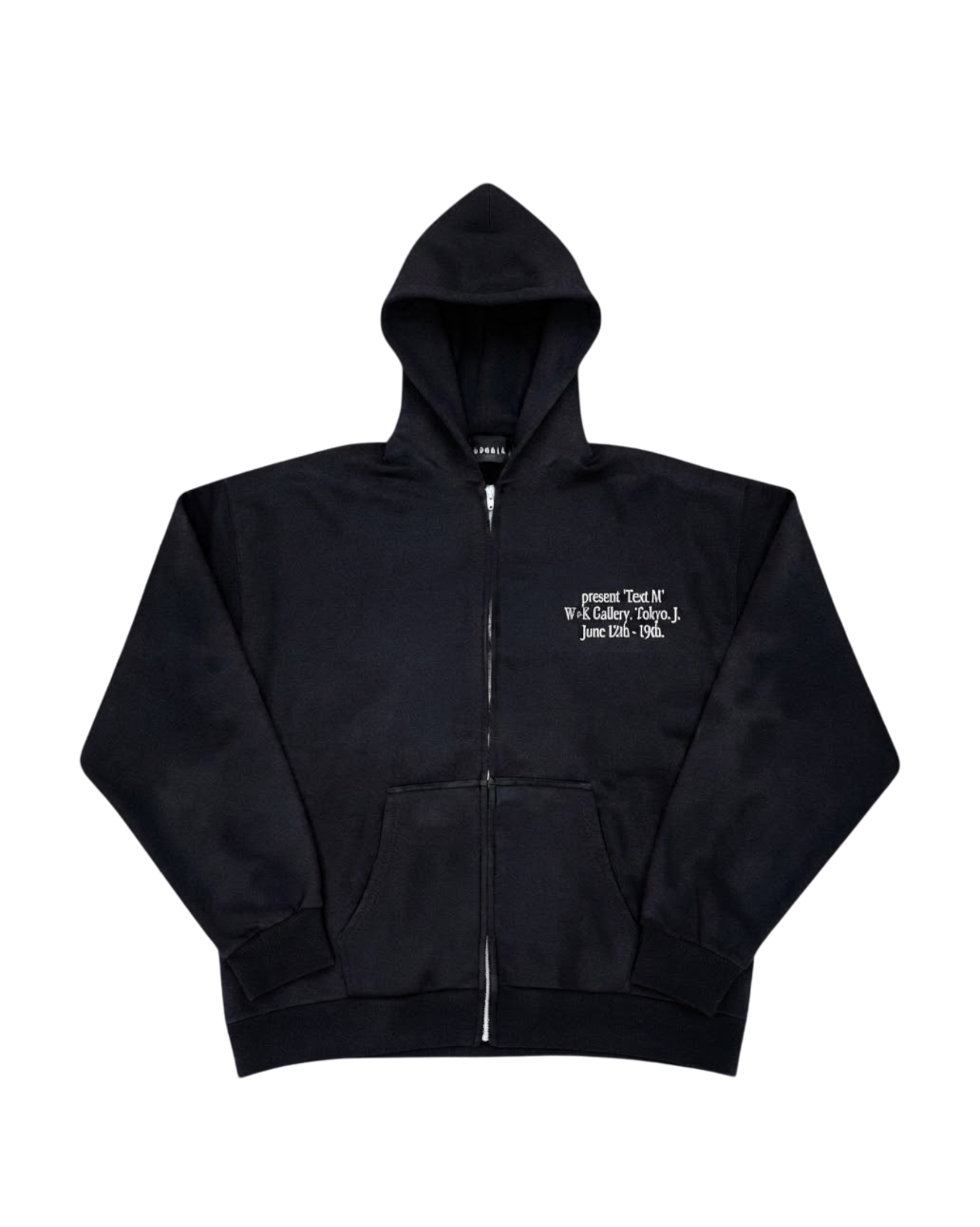 Vicious High Cross black zip-up hoodie featuring white front text and a high heel cross graphic on the back.