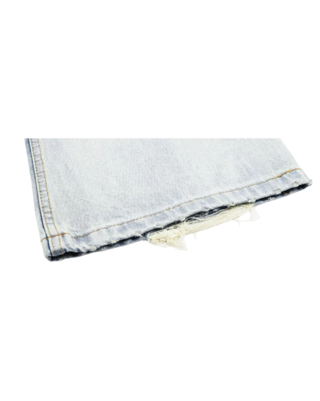 Vicious NIETPXFO washed ice blue vintage wide-leg jeans featuring a distressed frayed hem detail