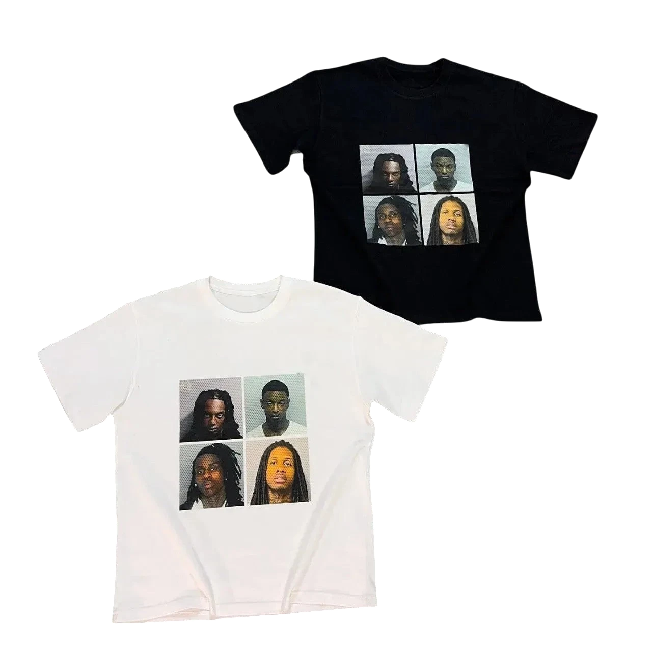 Vicious Mugshot Tee in black and white cotton with a boxy fit and digital photo print on the front.