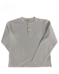 Vicious off-white waffle knit henley shirt with a three-button collar and long sleeves for a clean fall look.