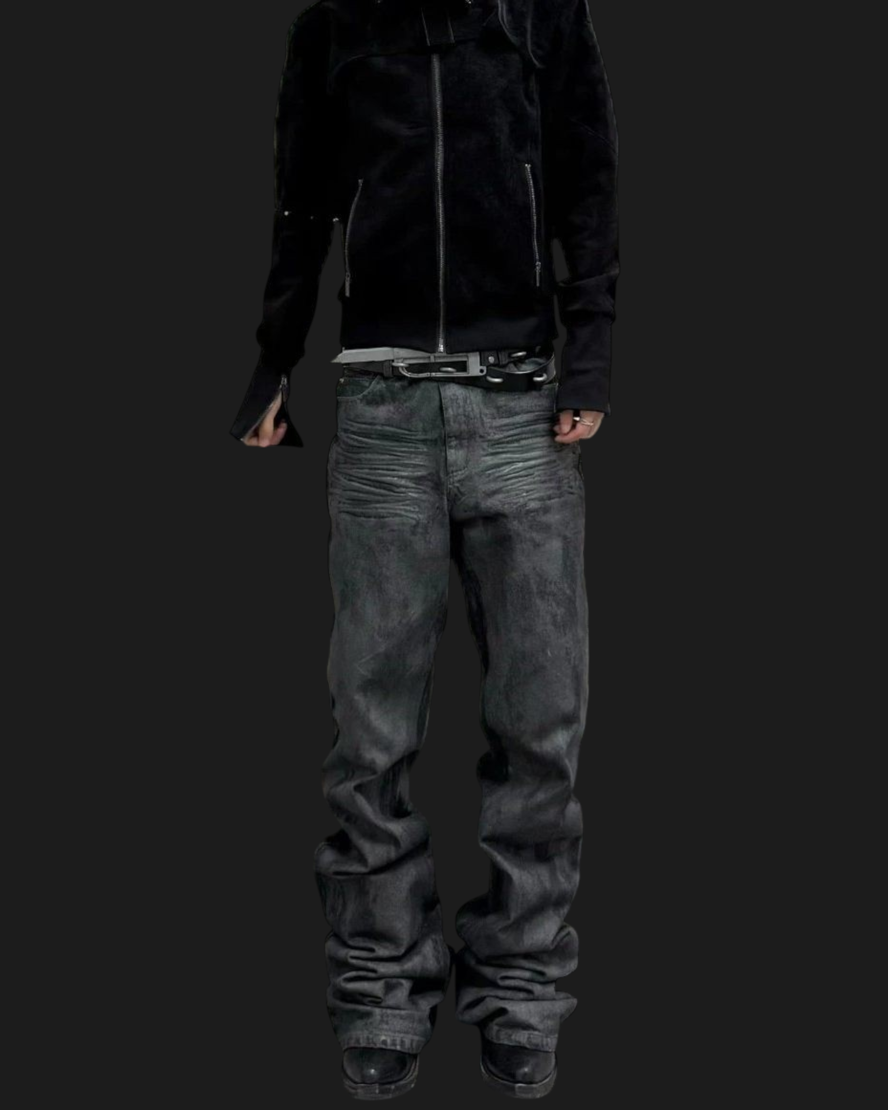 Vicious Onyx Wax Bootcut Jeans in verwaschenem Schwarz mit gewachster Optik und ausgestelltem Beinverlauf