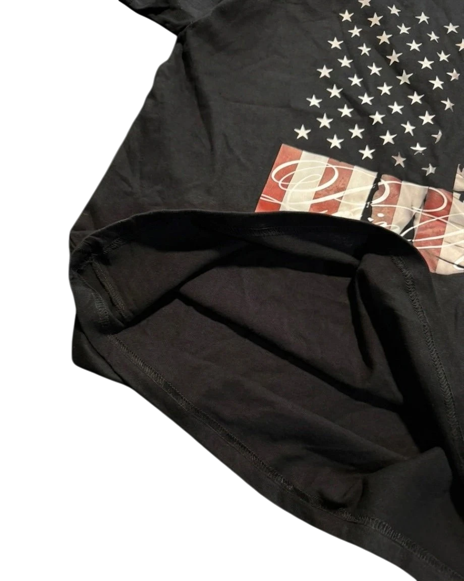 Vicious Pain Addict cotton t-shirt in black featuring a USA flag print and graphic design on the front.