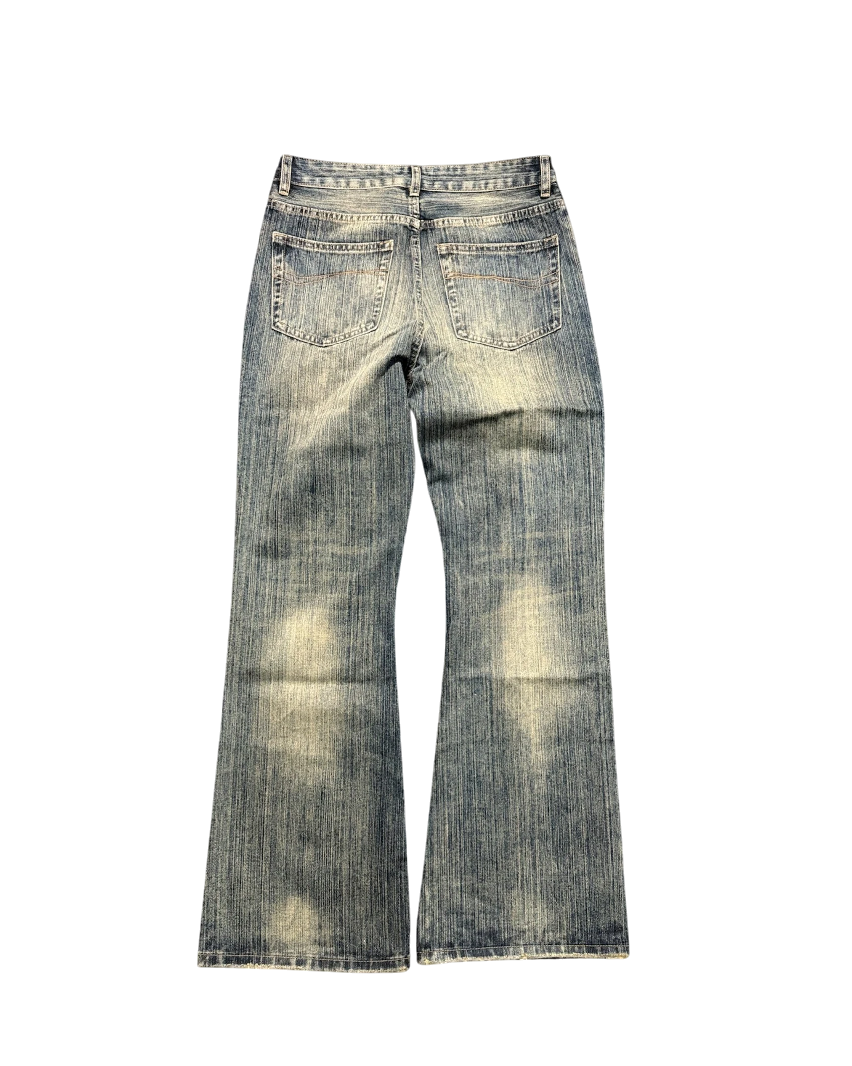 Vicious Relic Wash Bootcut Jeans mit Vintage-Waschung, Distressed-Details und ausgestelltem Bein, Rückansicht.