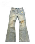 Vicious Ripped Flare Denim Jeans in Vintage-Waschung mit ausgestelltem Bein, Low Waist und Distressed-Details.