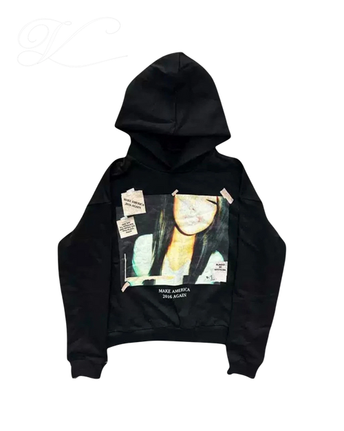 Schwarzer Vicious Hoodie aus 100% Baumwolle mit Make America 2016 Again Grafikprint und entspannter Passform