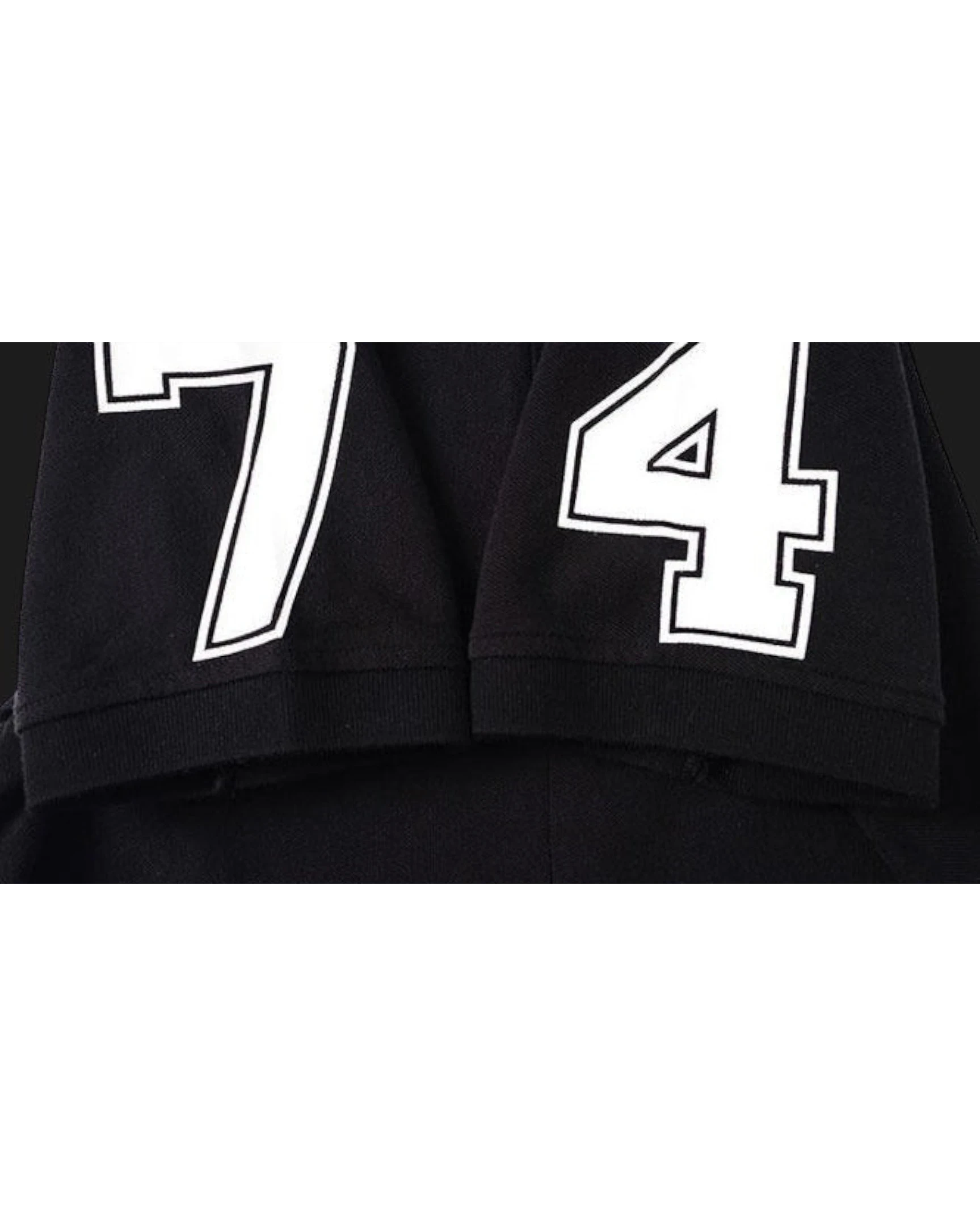 Vicious Starlit Polo shirt sleeves in black cotton with white number prints on each arm
