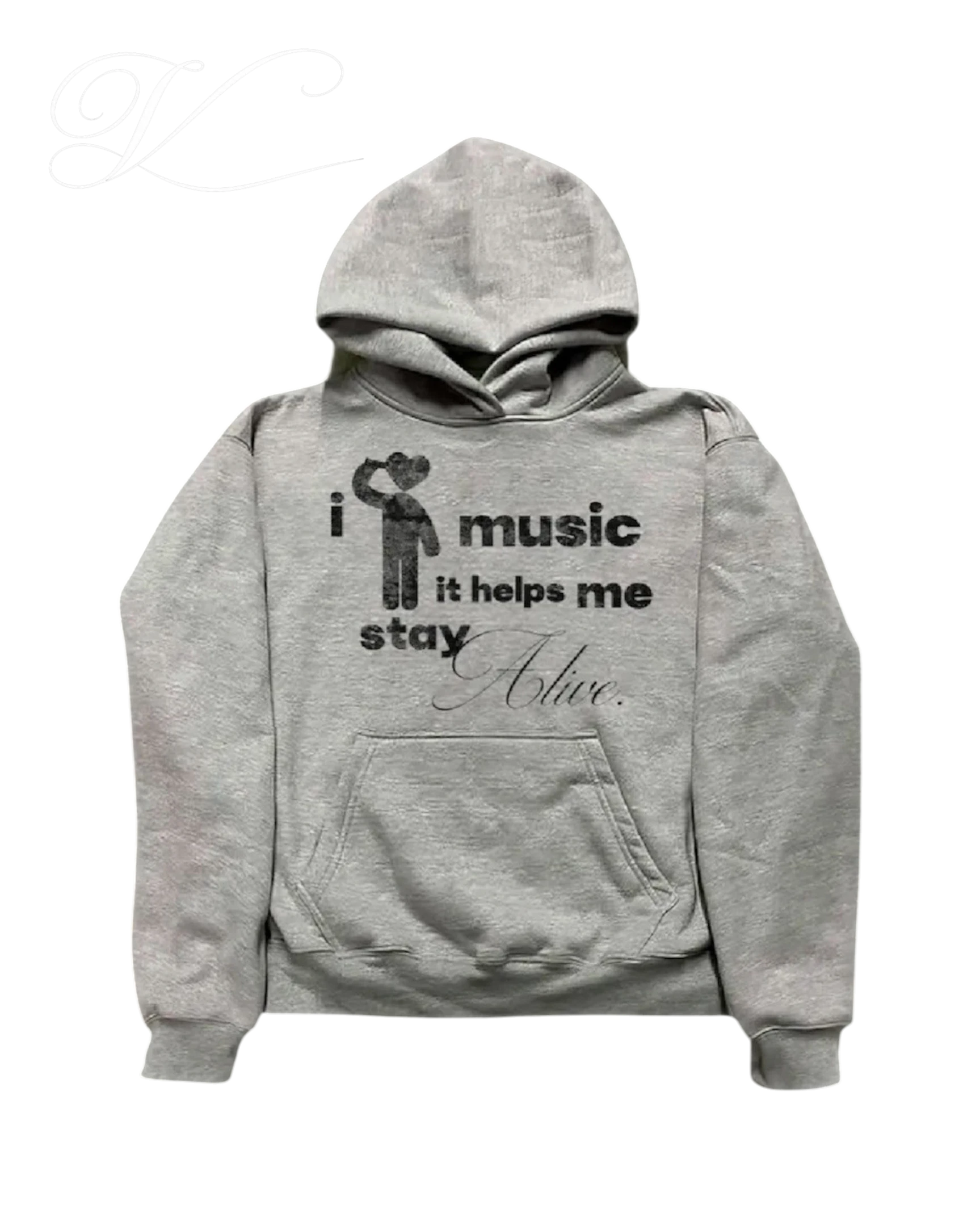 Vicious grey cotton-blend hoodie with Stay Alive text print and kangaroo pocket in a regular fit.