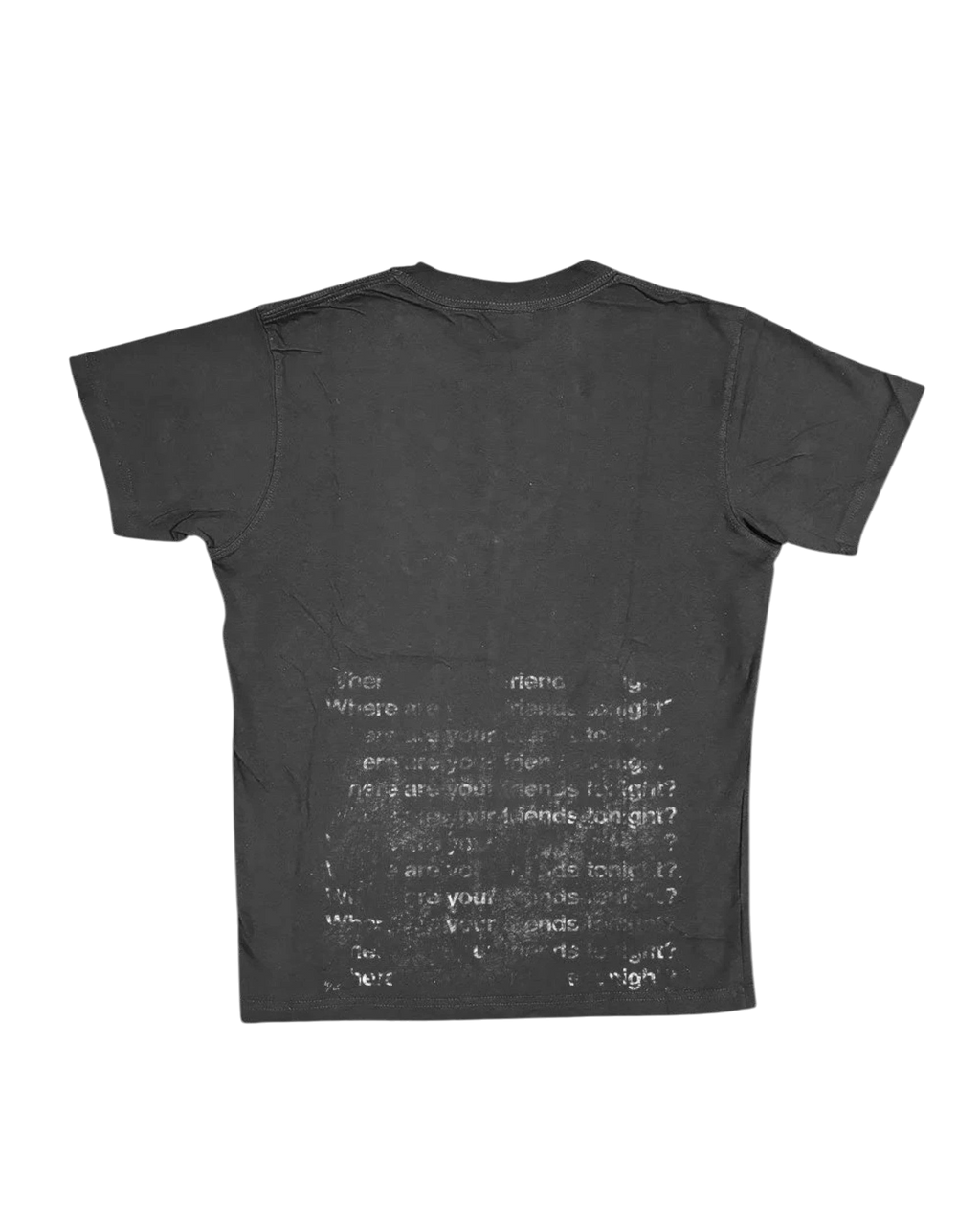 Vicious T-Shirt aus Baumwolle in Schwarz mit verwaschenem Where Are Your Friends Tonight Print auf der Vorderseite