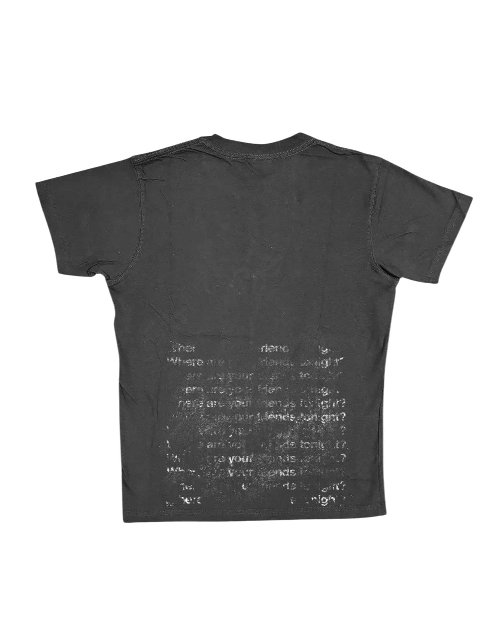 Vicious T-Shirt aus Baumwolle in Schwarz mit verwaschenem Where Are Your Friends Tonight Print auf der Vorderseite