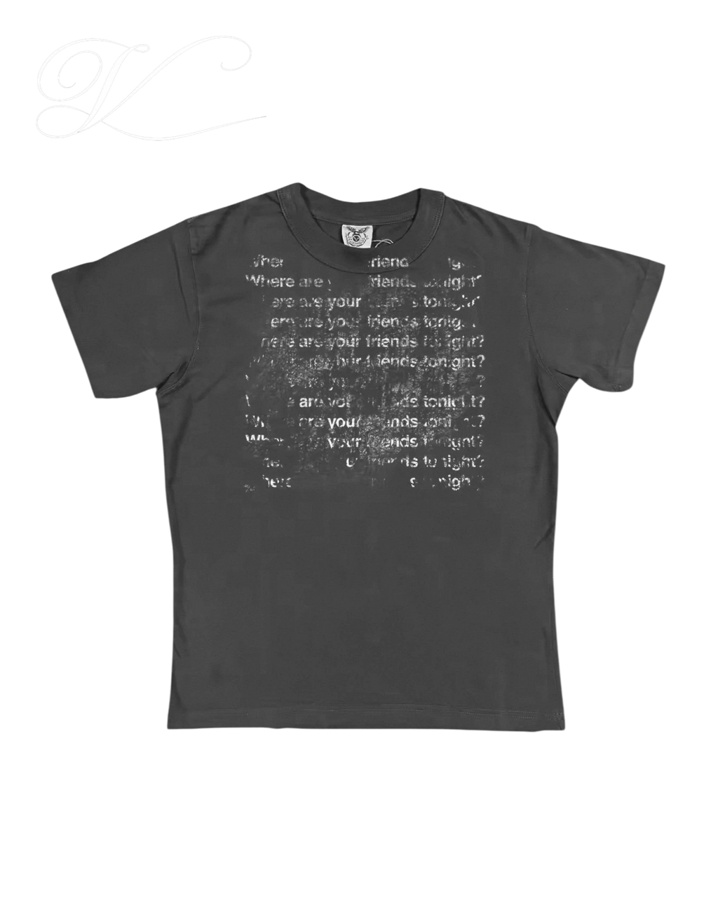 Vicious T-Shirt aus Baumwolle in verwaschenem Schwarz mit mehrfachem Where Are Your Friends Tonight Print