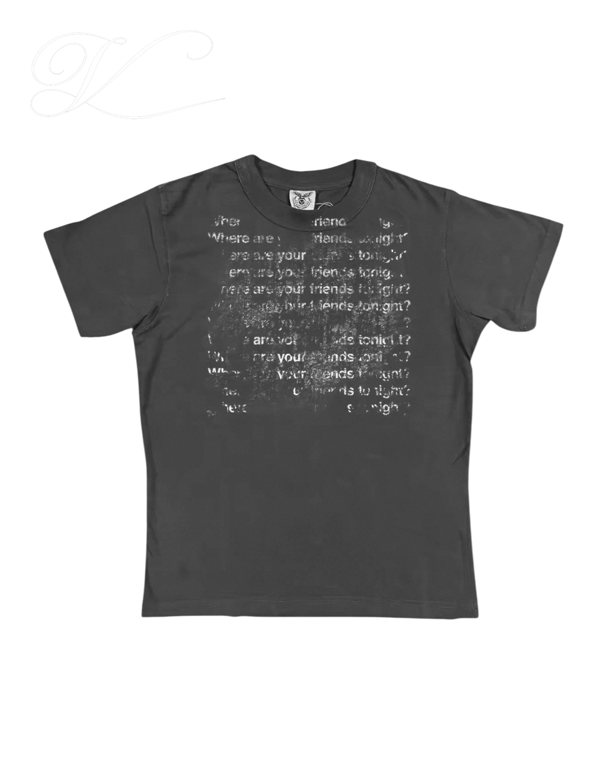 Vicious T-Shirt aus Baumwolle in verwaschenem Schwarz mit mehrfachem Where Are Your Friends Tonight Print