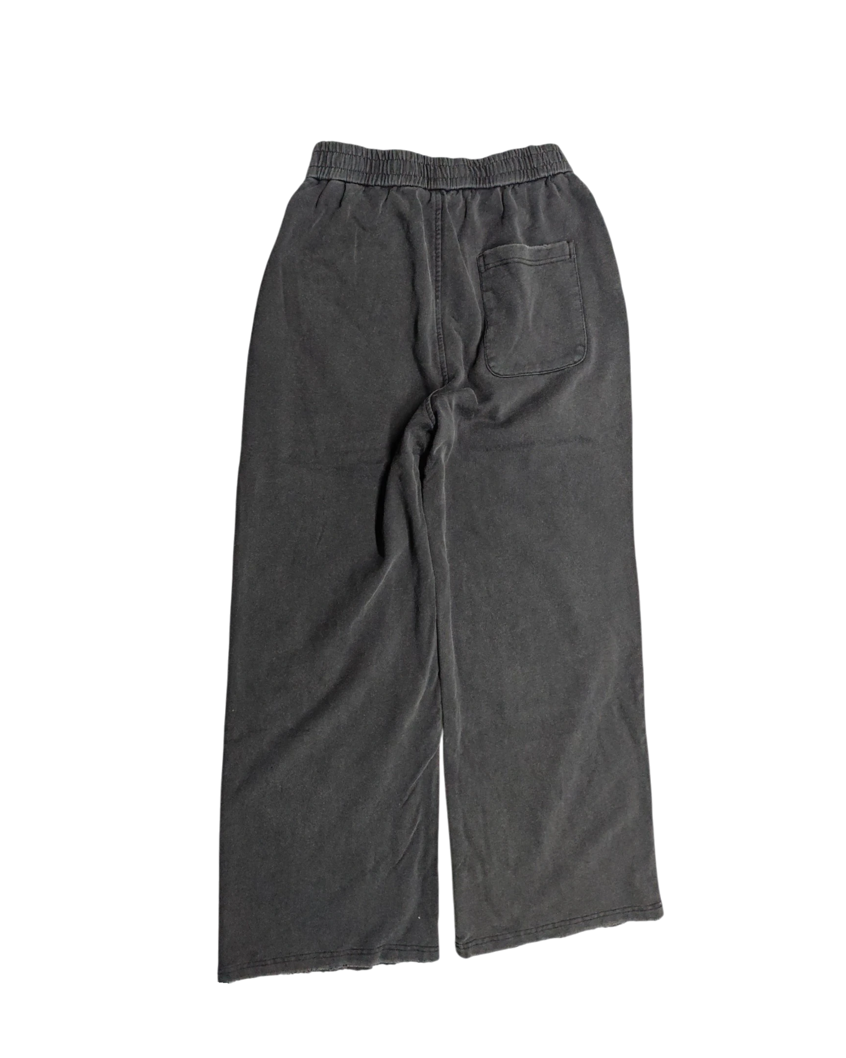 Vicious Vintage 05 wide leg cotton joggers in a faded black distressed wash with an elastic waistband