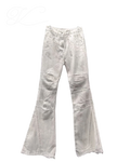 Vicious vintage-style flared jeans in a light grey gradient wash with raw edge hems and paneled detailing.