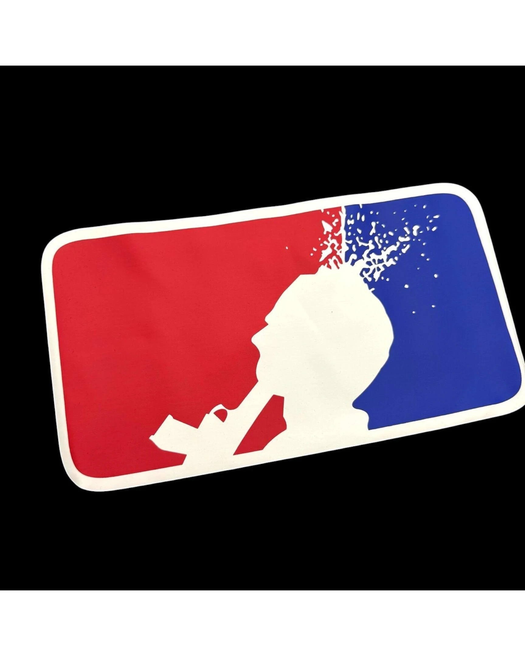 Vicious Wipeout Tee featuring a red and blue graphic print of a silhouette with a shattered head design