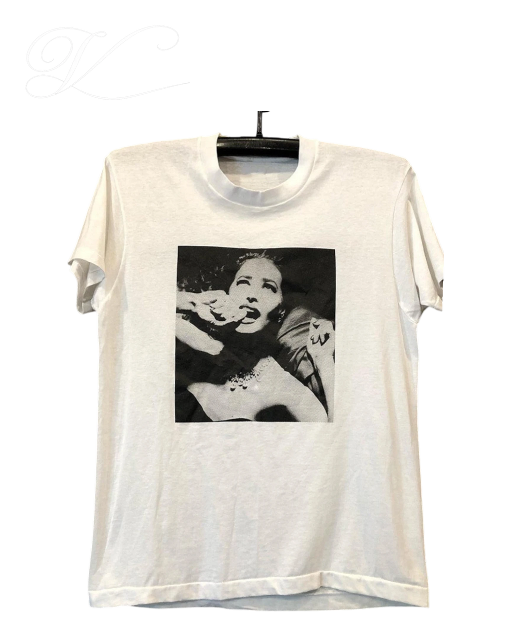 Vicious You Make Me Weak white cotton t-shirt with a black and white vintage-style photographic front print