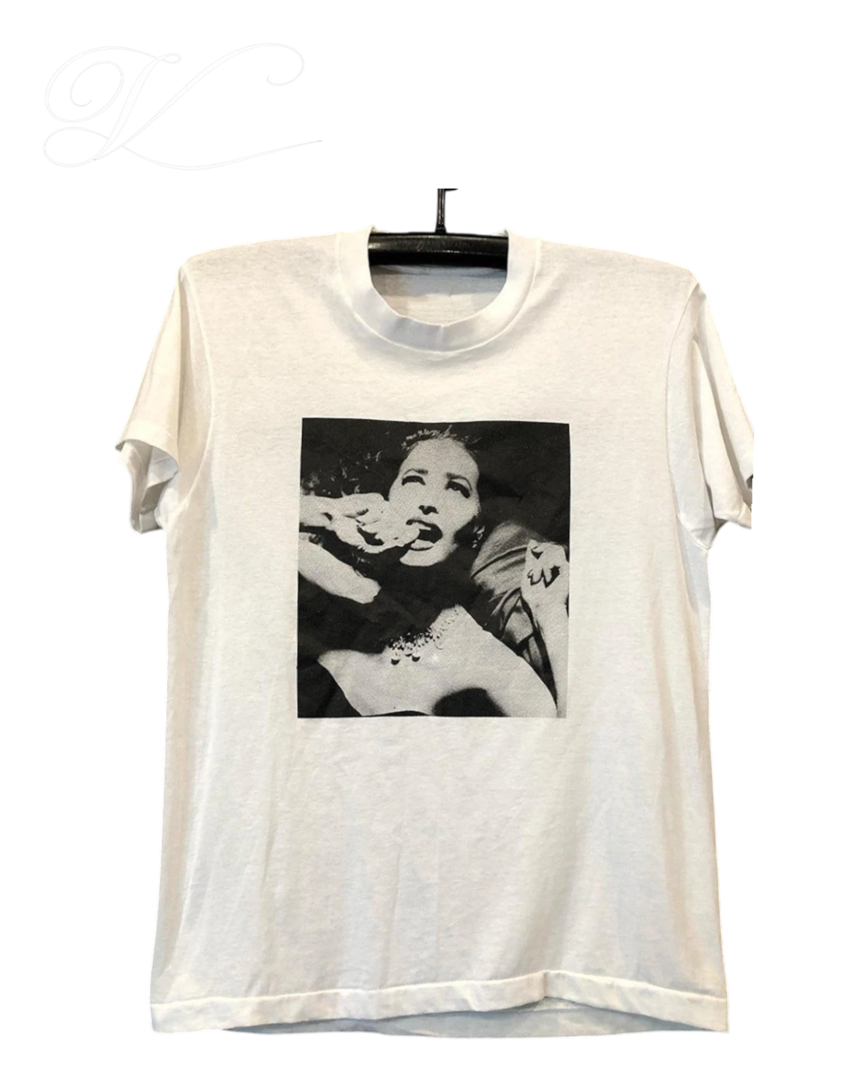 Vicious You Make Me Weak white cotton t-shirt with a black and white vintage-style photographic front print